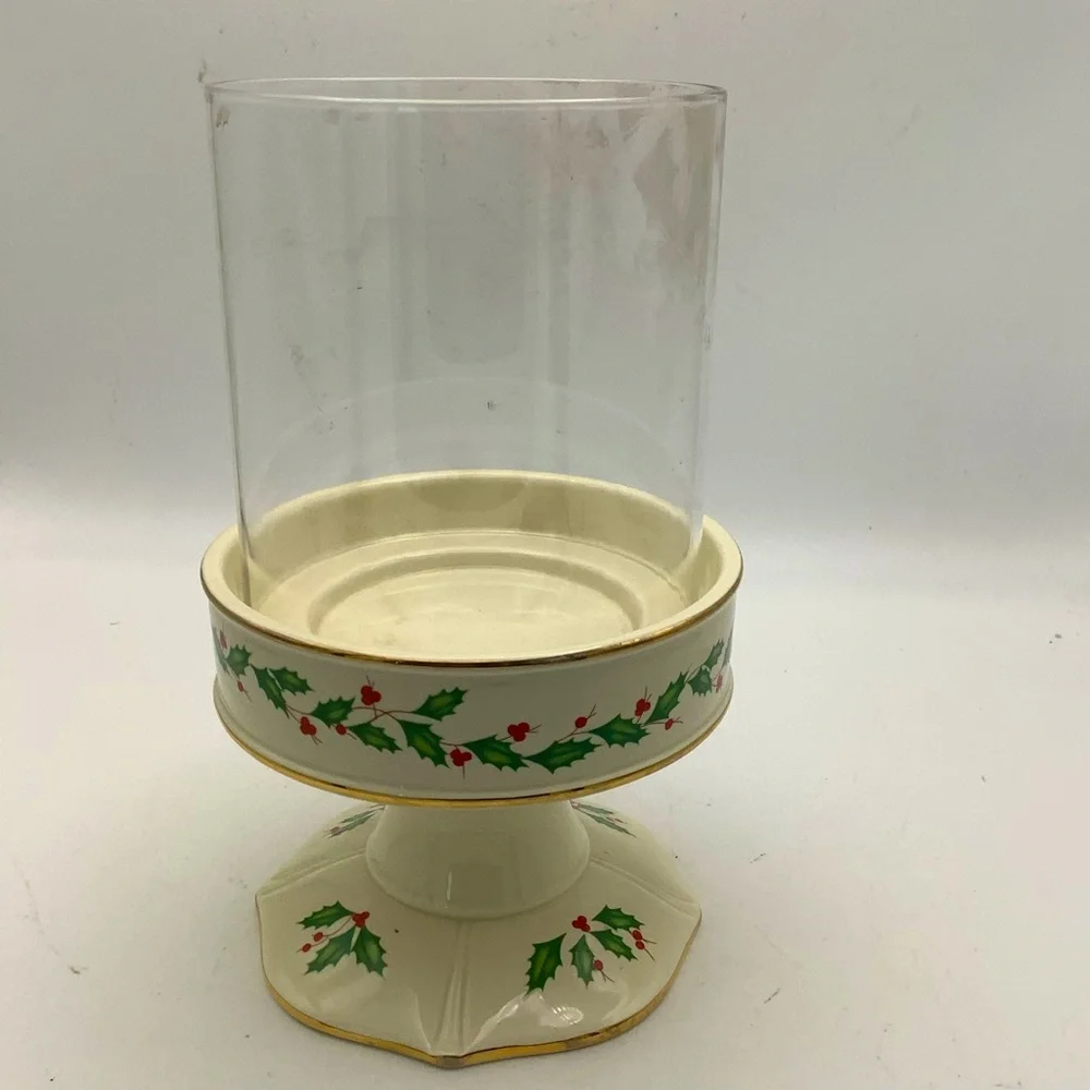 Lenox Holiday Pillar Candle Holder with Glass Shade